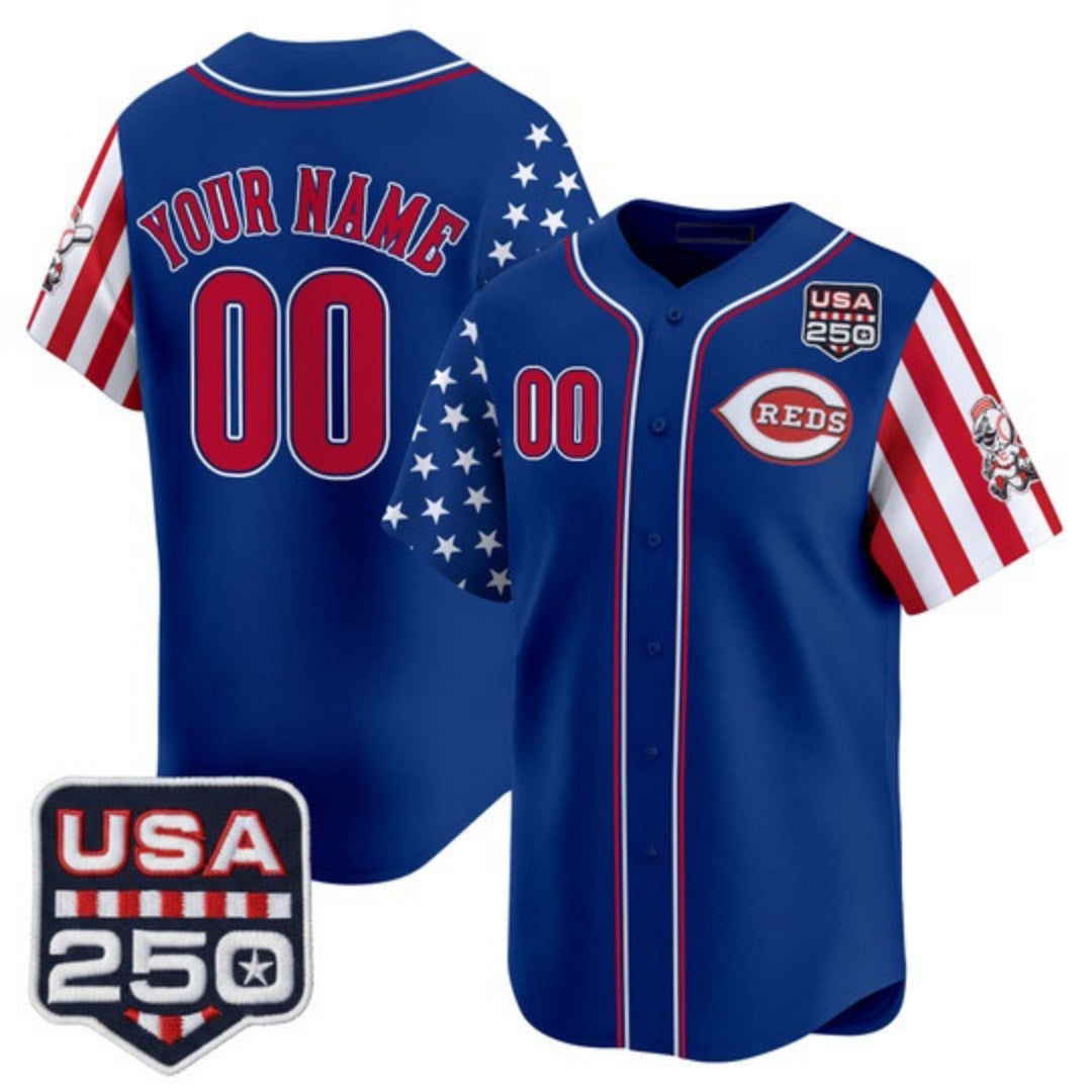 Custom Cincinnati Reds America 250 Edition Vapor Premier Limited Royal HeidiMiller Stitched Jerseys