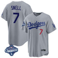 Los Angeles Dodgers #7 Blake Snell Player Gray HeidiMiller Game World Series Meet Home Stitched Jerseys