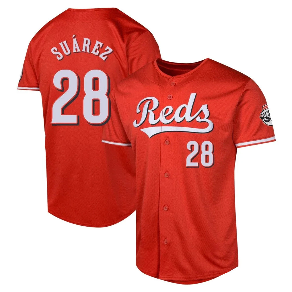 Cincinnati Reds #28 Eugenio Su¨¢rez Player Red HeidiMiller 2026 City Connect Limited Home Stitched Jerseys