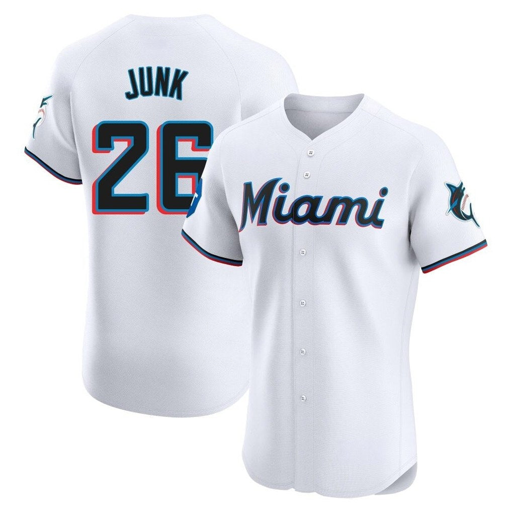 Miami Marlins #26 Janson Junk Player White HeidiMiller Home Limited Elite Stitched Jerseys