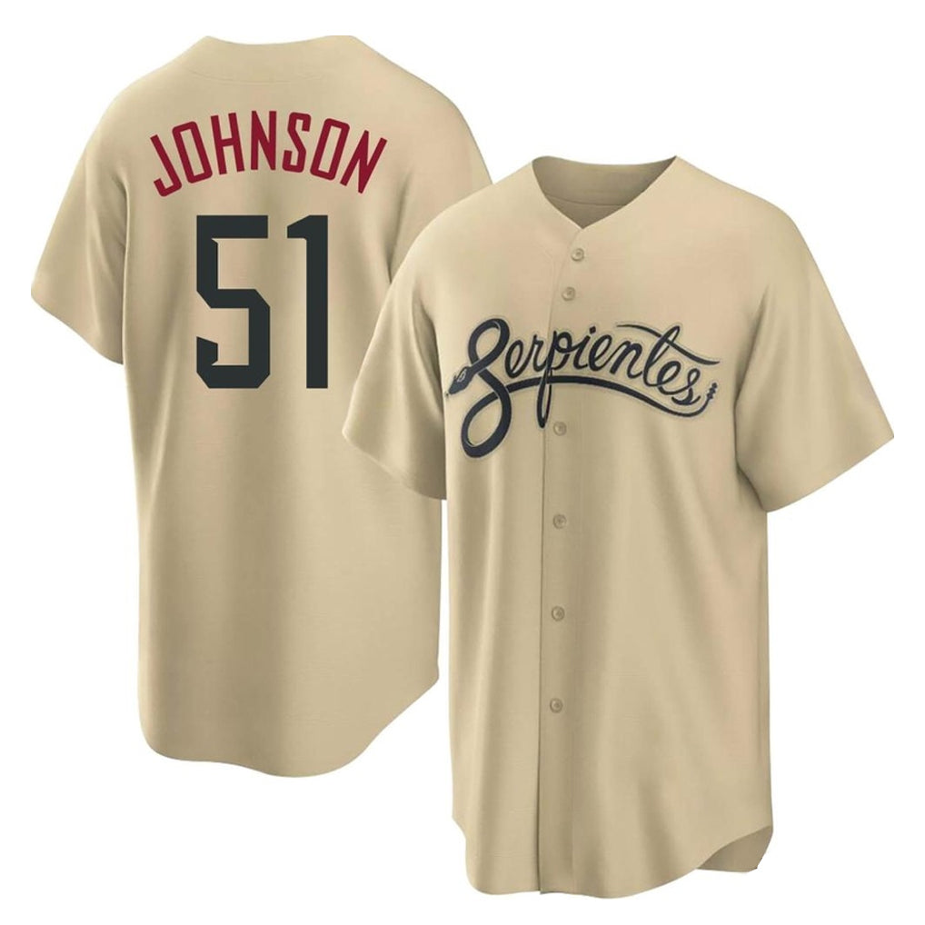 Arizona Diamondbacks #51 Randy Johnson Player Tan HeidiMiller City Connect Home Game Stitched Jerseys
