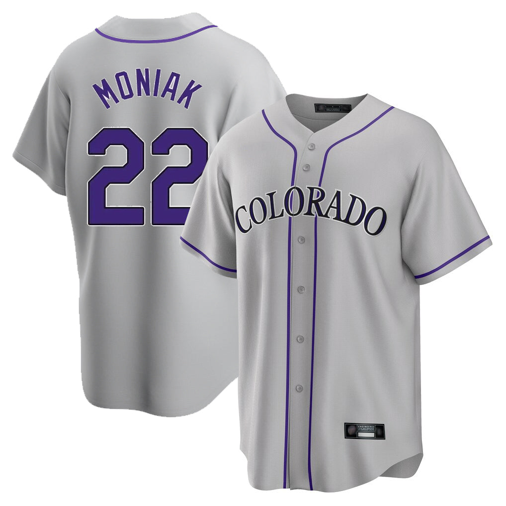 Colorado Rockies #22 Mickey Moniak Player Gray HeidiMiller Game Home Stitched Jerseys
