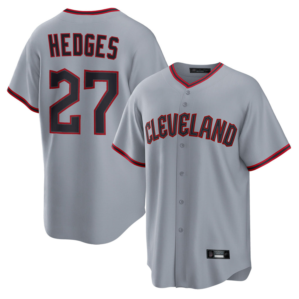 Cleveland Guardians #27 Austin Hedges Player Gray HeidiMiller Home Game Stitched Jerseys