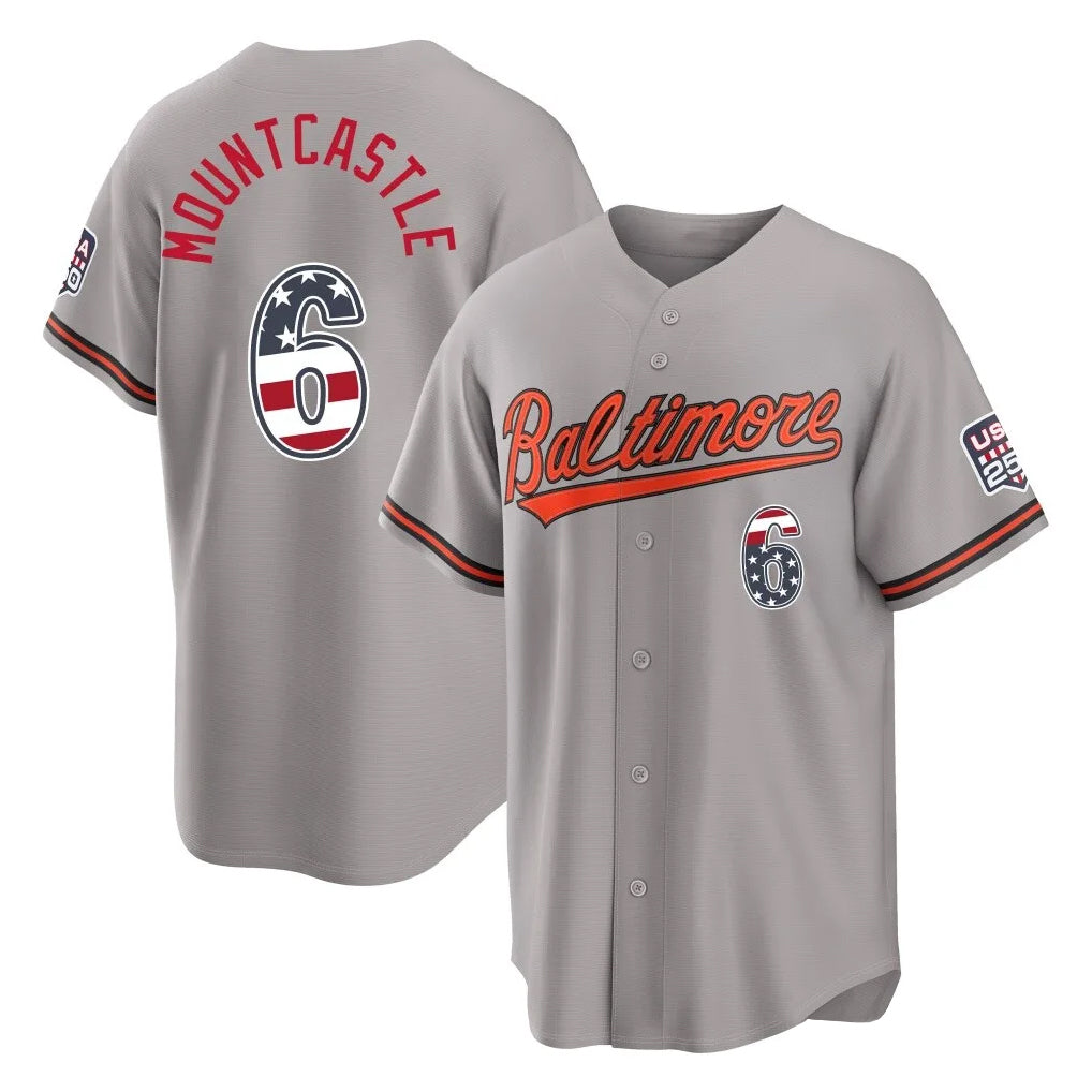 Baltimore Orioles #6 Ryan Mountcastle Player Gray HeidiMiller USA 250 Fourth of July Home Game Stitched Jerseys