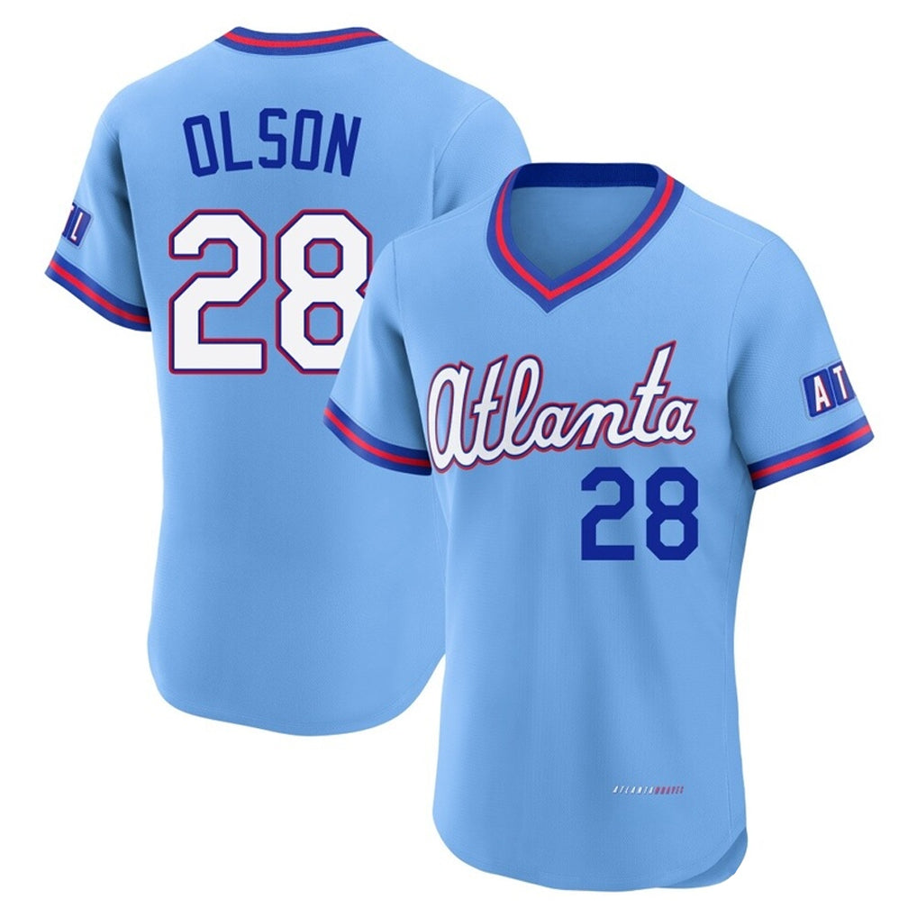 Atlanta Braves #28 Matt Olson Player Powder Blue HeidiMiller 2026 City Connect T-shirt Limited Elite Home Game Stitched Jerseys
