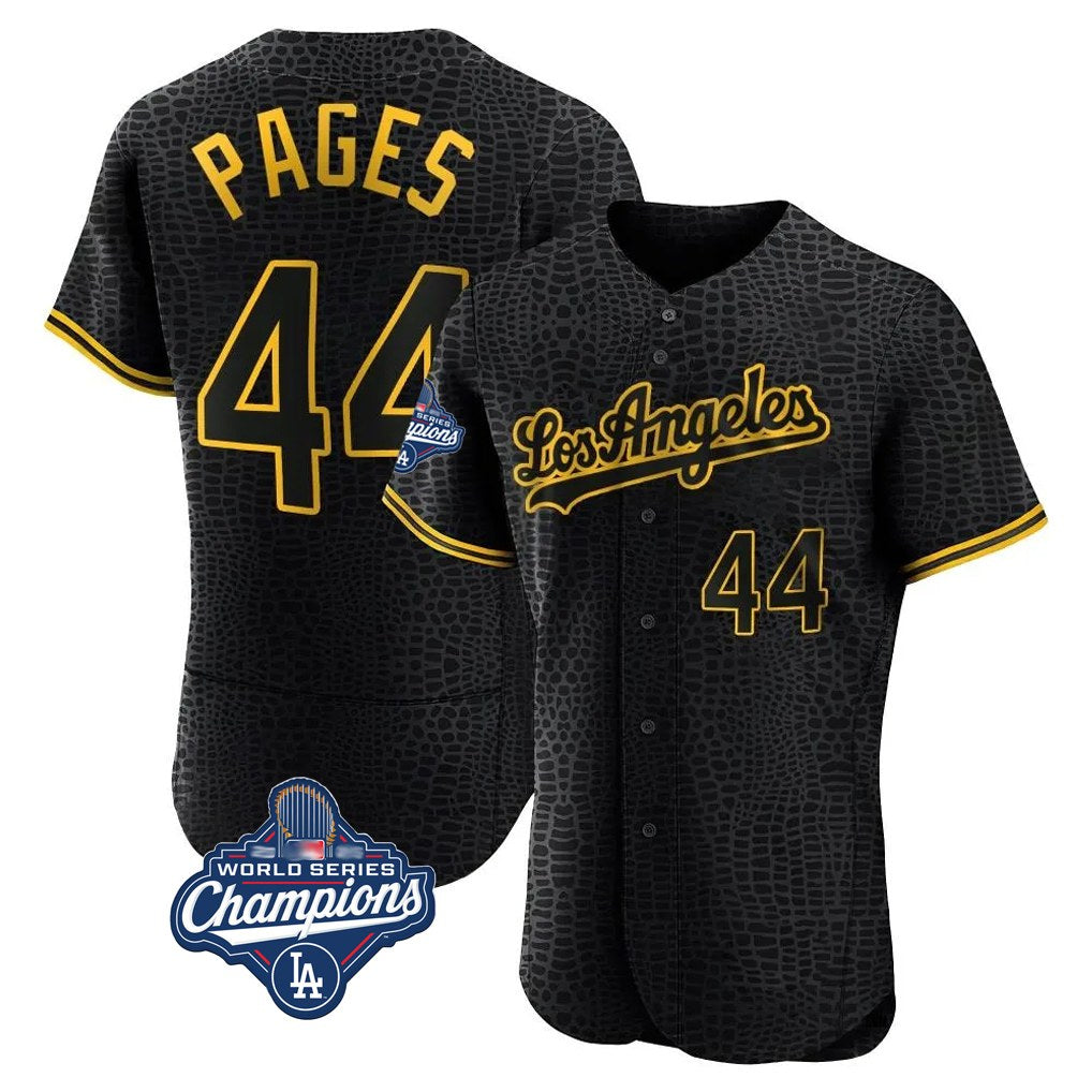Los Angeles Dodgers #44 Andy Pages Player Black HeidiMiller World Series Meet Snake Skin City Limited Elite Home Stitched Jerseys