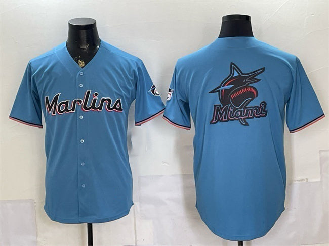 Miami Marlins Blue HeidiMiller Team Big Logo Cool Base Stitched Jersey