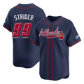 Atlanta Braves #99 Spencer Strider Player Navy HeidiMiller 2025 Speedway Classic Home Game Stitched Jerseys