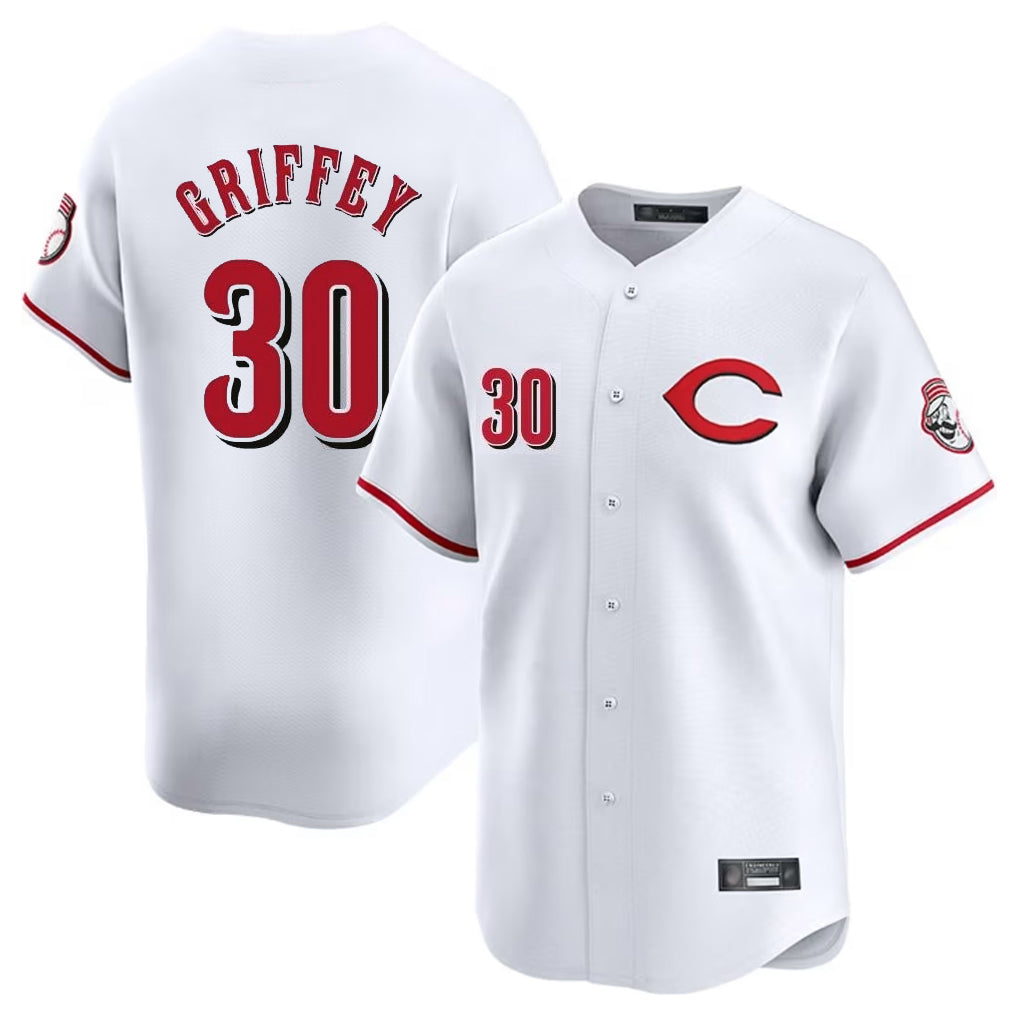 Cincinnati Reds #30 Ken Griffey Player White HeidiMiller Limited Home Stitched Jerseys
