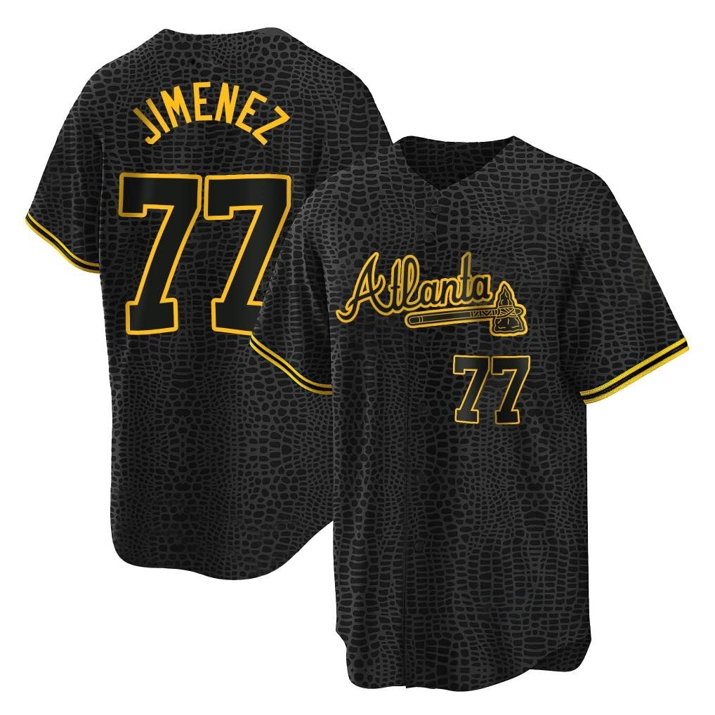 Atlanta Braves #77 Joe Jimenez Player Black HeidiMiller Snake Skin City Home Game Stitched Jerseys