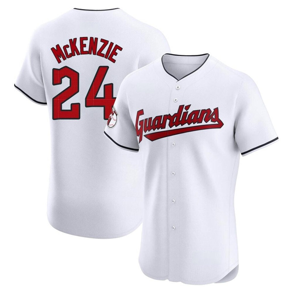 Cleveland Guardians #24 Triston McKenzie Player White HeidiMiller Limited Elite Home Stitched Jerseys