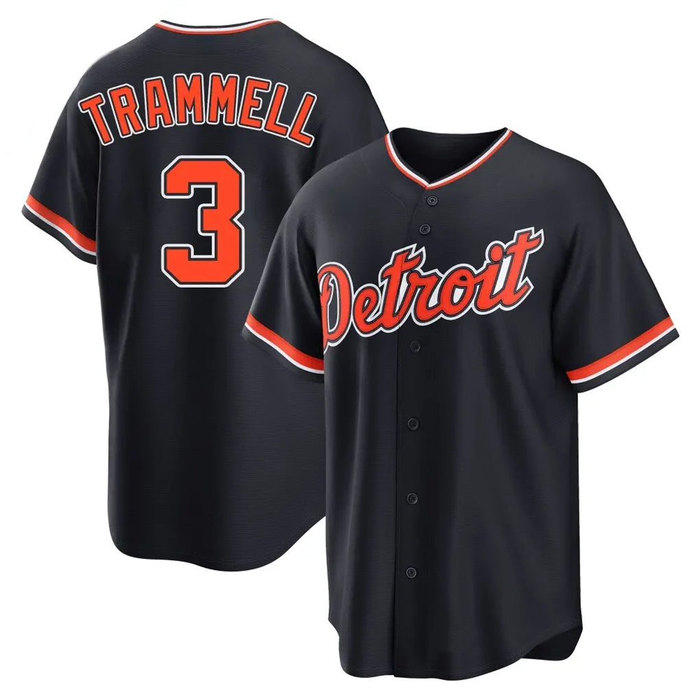 Detroit Tigers #3 Alan Trammell Player Navy HeidiMiller Home Game Stitched Jerseys