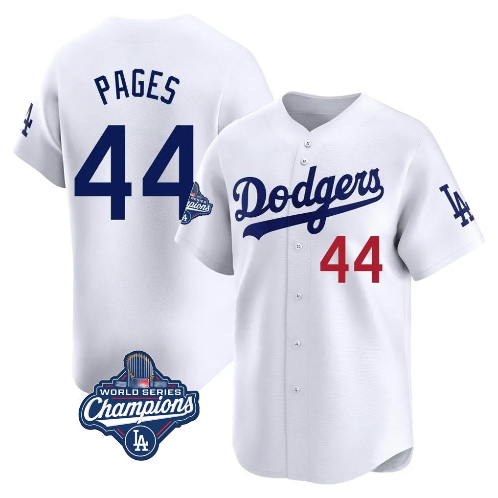 Los Angeles Dodgers #44 Andy Pages Player White HeidiMiller World Series Meet Limited Home Stitched Jerseys