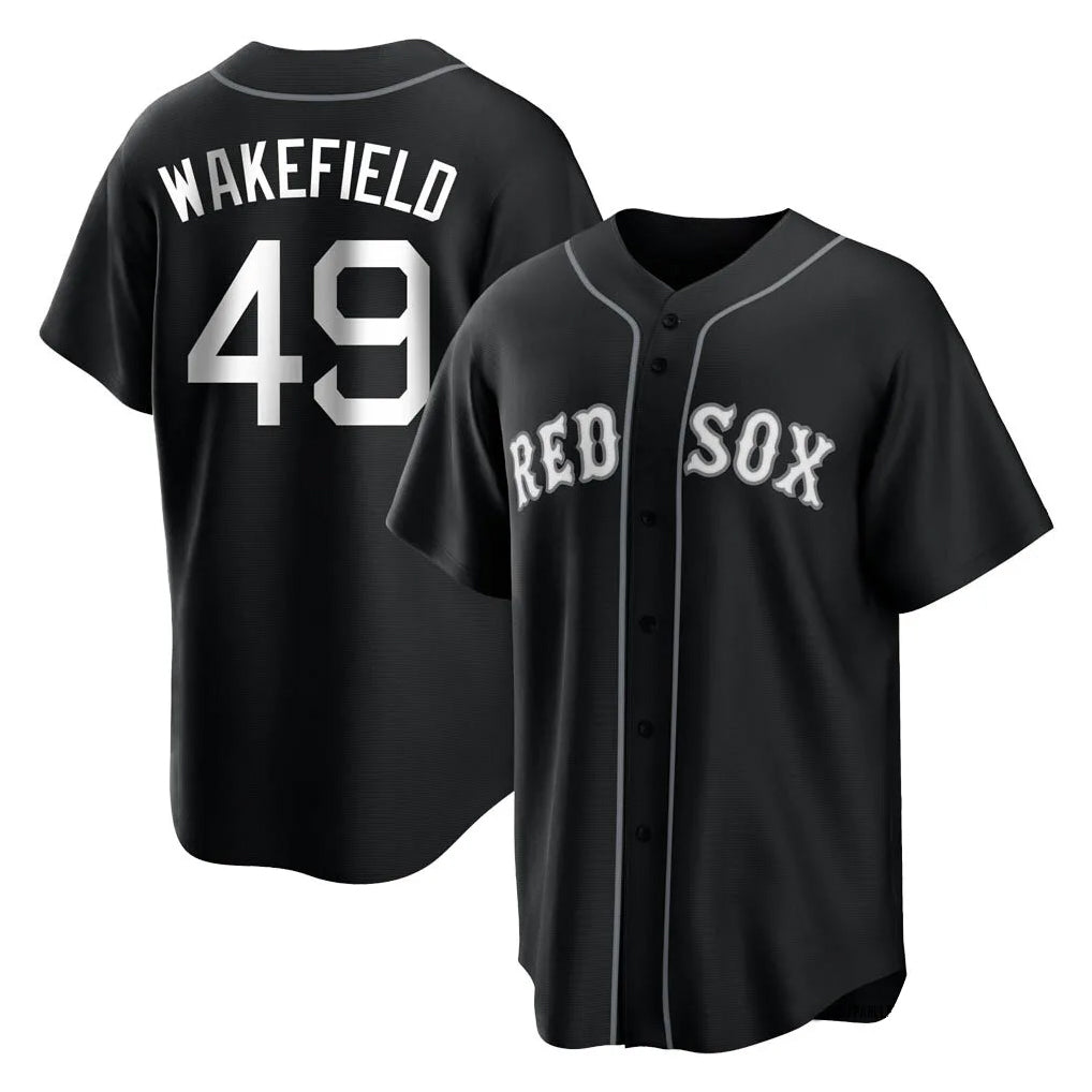Boston Red Sox #49 Tim Wakefield Player Black HeidiMiller Home Game Stitched Jerseys