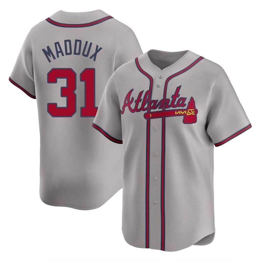 Atlanta Braves #31 Greg Maddux Player Gray HeidiMiller Limited Home Game Stitched Jerseys