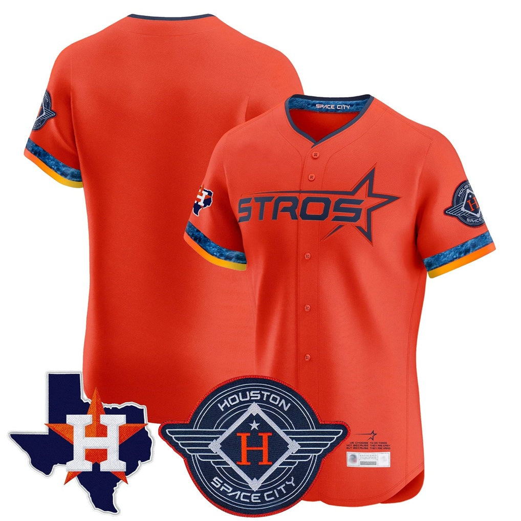 Houston Astros Blank Player Orange HeidiMiller City Connect Texas Patch Vapor Premier Limited Elite Home Stitched Jerseys