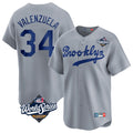 Los Angeles Dodgers #34 Fernando Valenzuela Player Gray HeidiMiller World Series Game Limited Home Stitched Jerseys