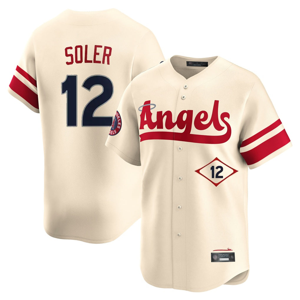 Los Angeles Angels #12 Jorge Soler Player Cream HeidiMiller City Connect Limited Home Stitched Jerseys