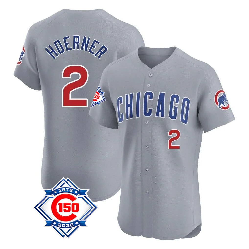 Chicago Cubs #2 Nico Hoerner Player Gray HeidiMiller Road 150th Anniversary Limited Elite Home Stitched Jerseys