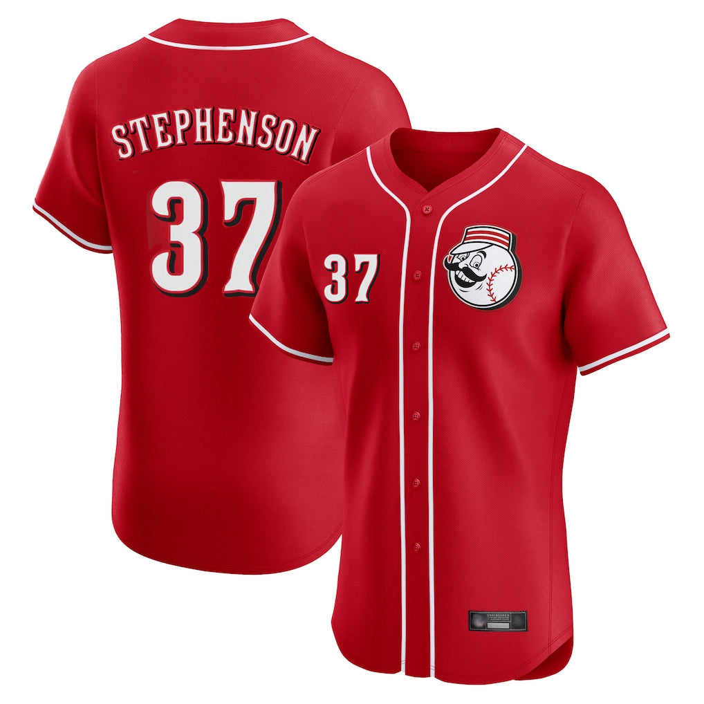 Cincinnati Reds #37 Tyler Stephenson Player Red HeidiMiller Limited Elite Home Game Stitched Jerseys