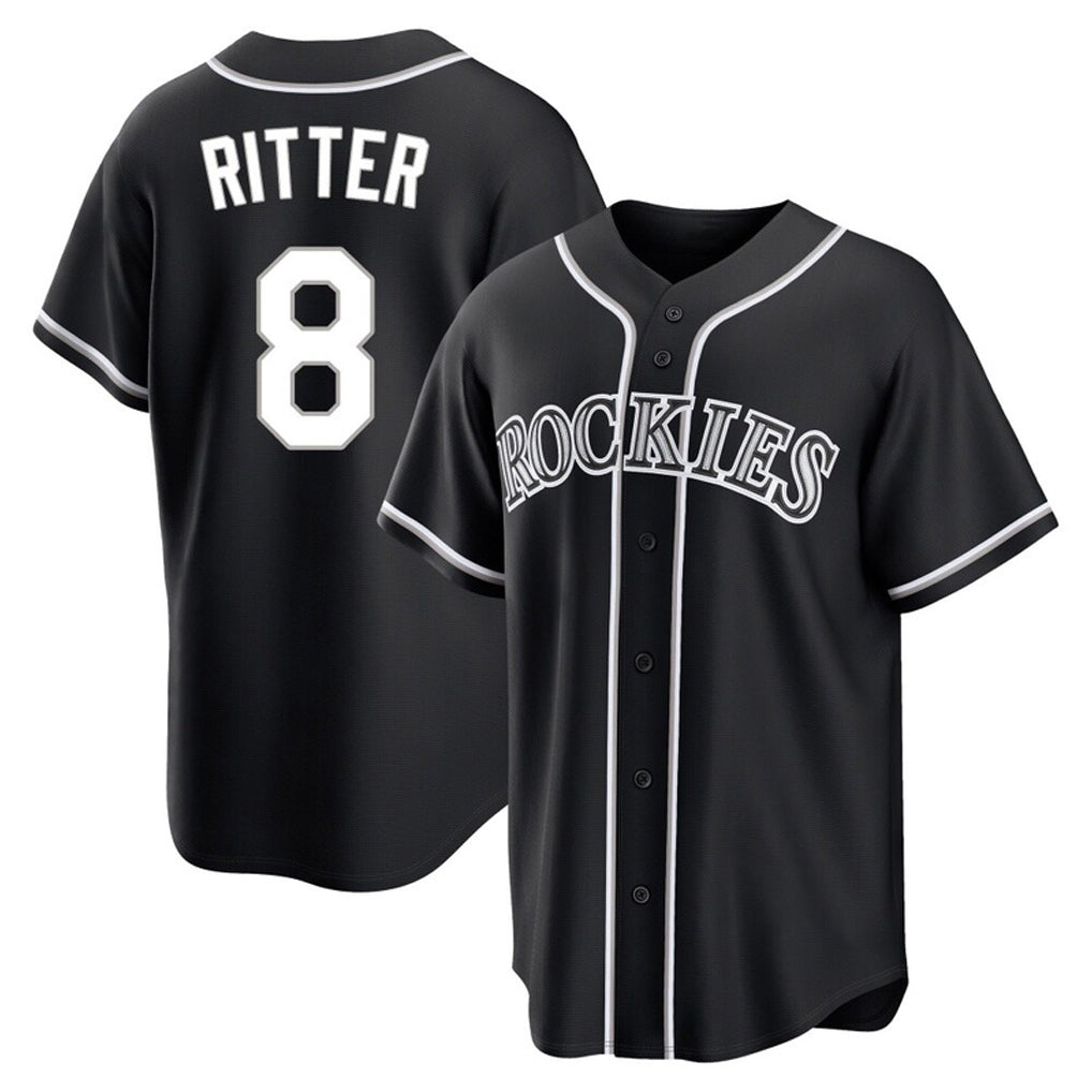 Colorado Rockies #8 Ryan Ritter Player Black HeidiMiller Fashion Out Home Game Stitched Jerseys