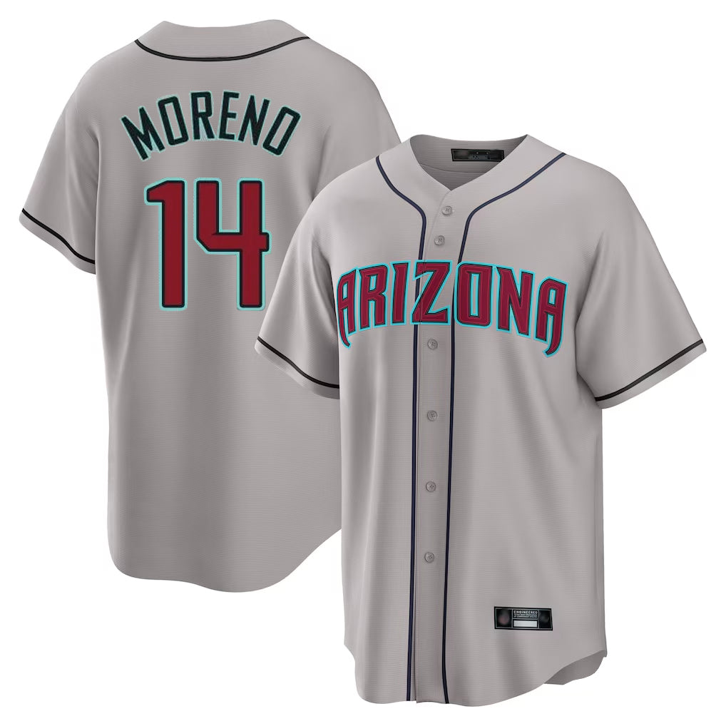Arizona Diamondbacks #14 Gabriel Moreno Player Gray HeidiMiller Road Home Game Stitched Jerseys
