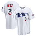 Los Angeles Dodgers #3 Edwin Diaz Fourth of July White HeidiMiller USA 250 Stadium Jersey