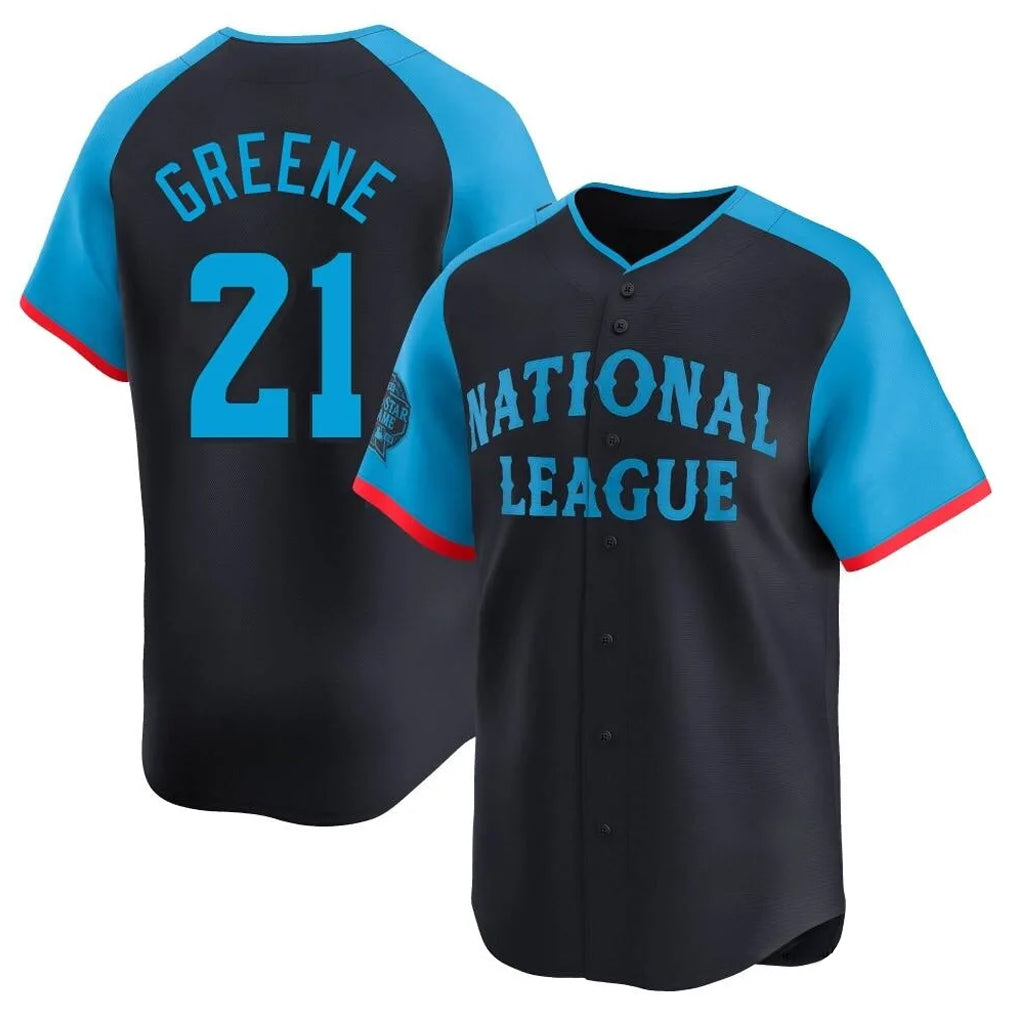 Cincinnati Reds #21 Hunter Greene Player Navy HeidiMiller Limited National League All-Star Game Stitched Jerseys
