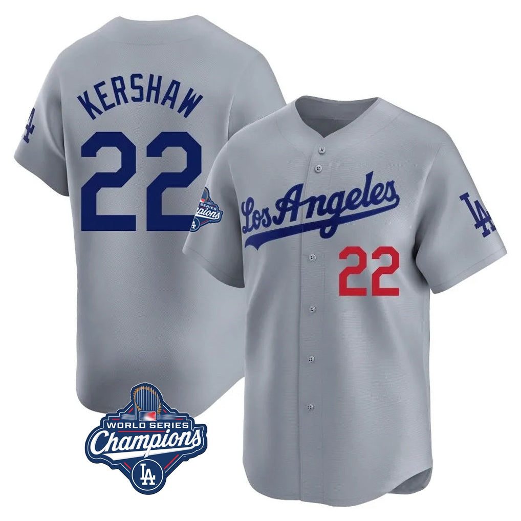 Los Angeles Dodgers #22 Clayton Kershaw Player Gray HeidiMiller World Series Meet Limited Home Stitched Jerseys