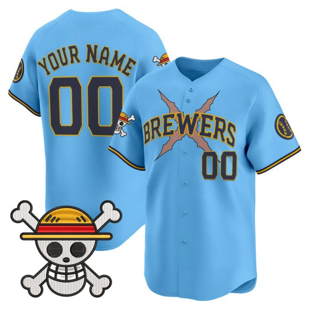 Custom Milwaukee Brewers x One Piece Light Blue HeidiMiller Vapor Premier Limited Jersey - Stitched