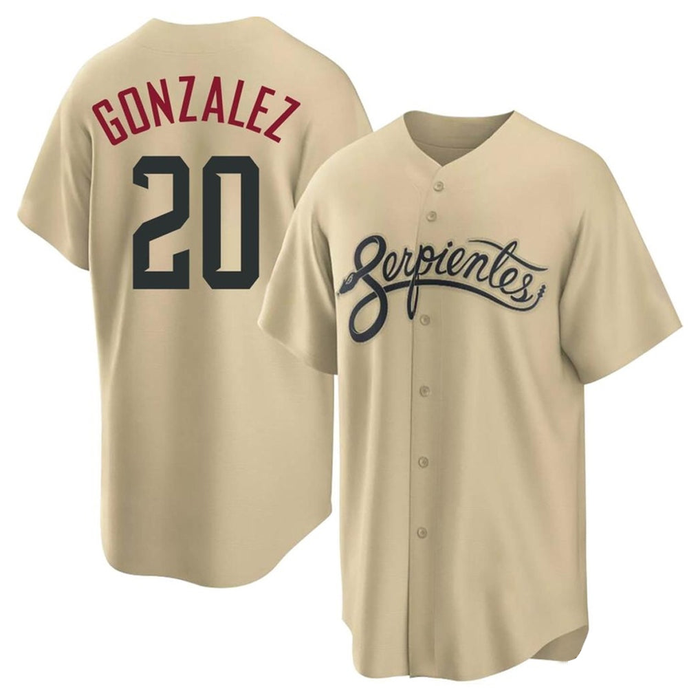 Arizona Diamondbacks #20 Luis Gonzalez Player Tan HeidiMiller City Connect Home Game Stitched Jerseys