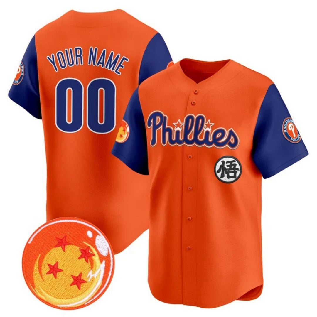 Custom Philadelphia Phillies x Dragon Ball Royal Orange HeidiMiller Vapor Premier Limited Jersey - All Stitched