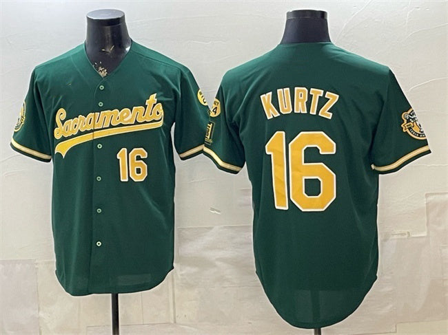 Oakland Athletics #16 Nick Kurtz 2026 Green HeidiMiller Alternate Sacramento Celebrating 125 Years Vapor Limited Stitched Jersey