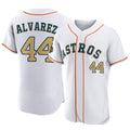 Houston Astros #44 Yordan Alvarez Player Gold HeidiMiller Collection Limited Elite Home Stitched Jerseys