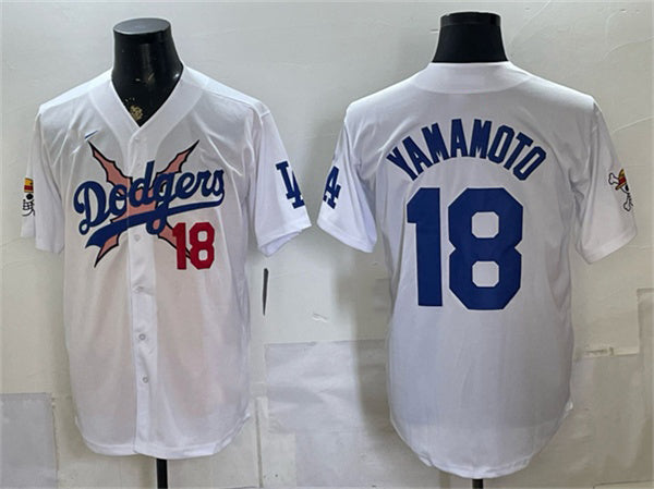 Los Angeles Dodgers x One Piece #18 Yoshinobu Yamamoto White HeidiMiller Vapor Premier Limited Stitched Jersey