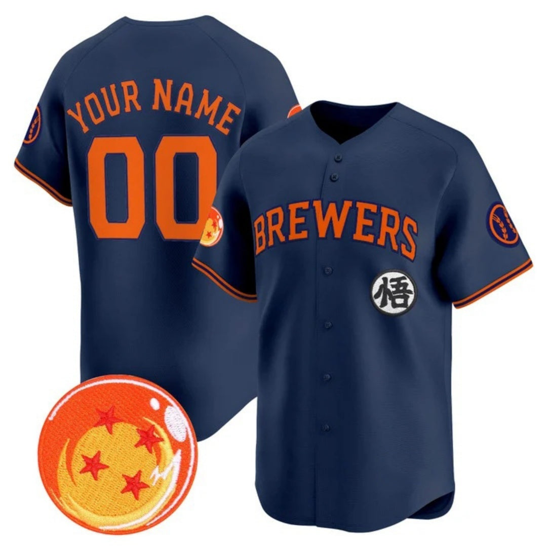 Custom Milwaukee Brewers x Dragon Ball Navy HeidiMiller Vapor Premier Limited Jersey - All Stitched