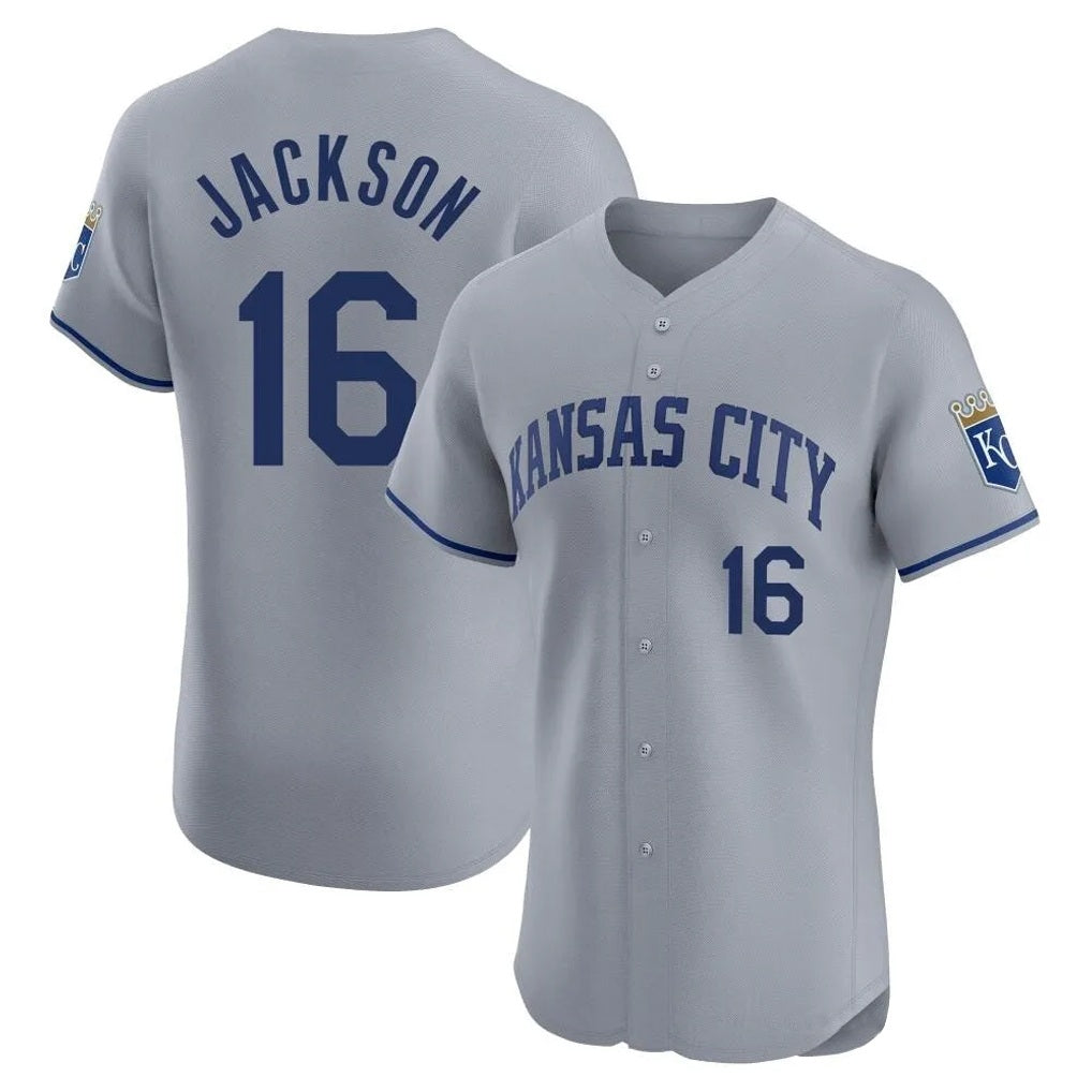 Kansas City Royals #16 Bo Jackson Player Gray HeidiMiller Limited Elite Home Stitched Jerseys