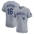 Kansas City Royals #16 Bo Jackson Player Gray HeidiMiller Limited Elite Home Stitched Jerseys