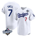Los Angeles Dodgers #7 Blake Snell Player White HeidiMiller Game Limited World Series Home Stitched Jerseys