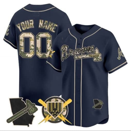 Custom Atlanta Braves Armed Forces Day Vapor Premier Limited Jersey ¨C Navy HeidiMiller