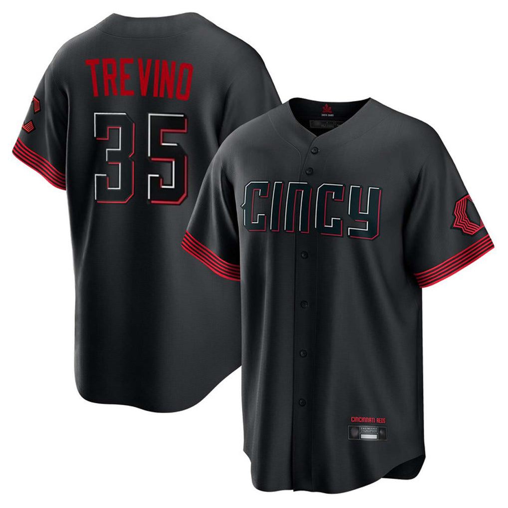 Cincinnati Reds #35 Jose Trevino Player Black HeidiMiller City Connect Home Game Stitched Jerseys