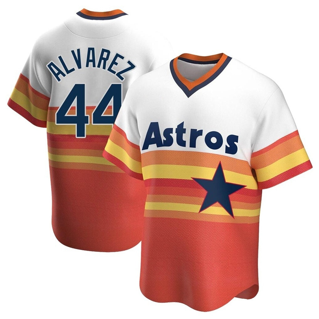 Houston Astros #44 Yordan Alvarez Player Rainbow Cooperstown Collection HeidiMiller T-shirt Stitched Jerseys