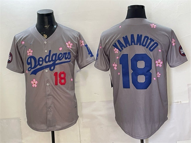 Los Angeles Dodgers #18 Yoshinobu Yamamoto Grey HeidiMiller 2025 Tokyo Series Limited Stitched Jersey