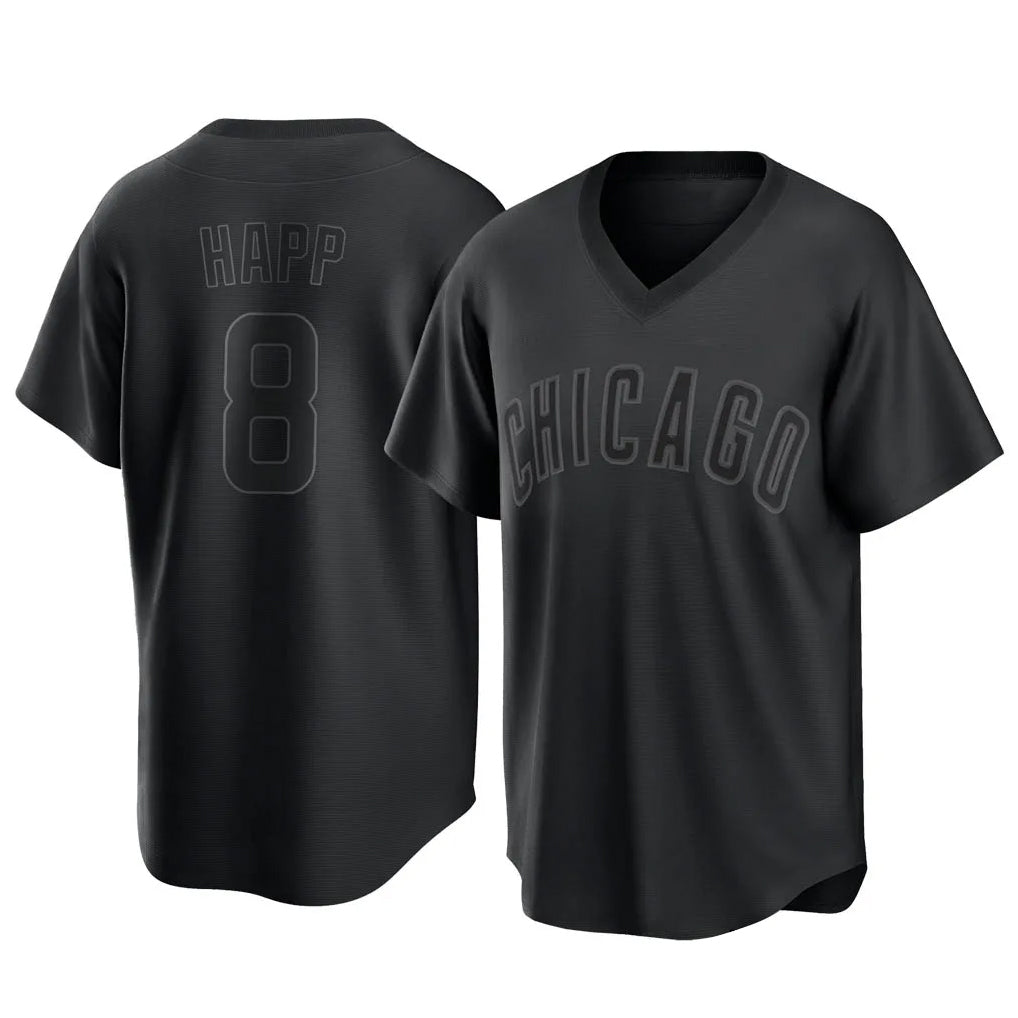 Chicago Cubs #8 Ian Happ Player Black HeidiMiller T-shirt Home Game Stitched Jerseys