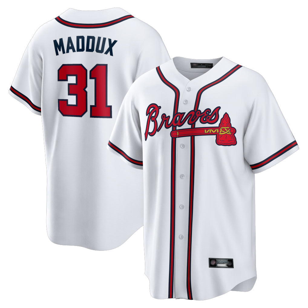 Atlanta Braves #31 Greg Maddux Player White HeidiMiller Home Game Stitched Jerseys