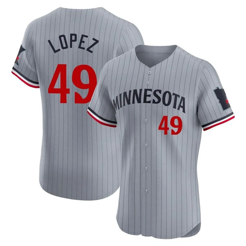 Minnesota Twins #49 Pablo Lopez Player Gray HeidiMiller Home Limited Elite Stitched Jerseys