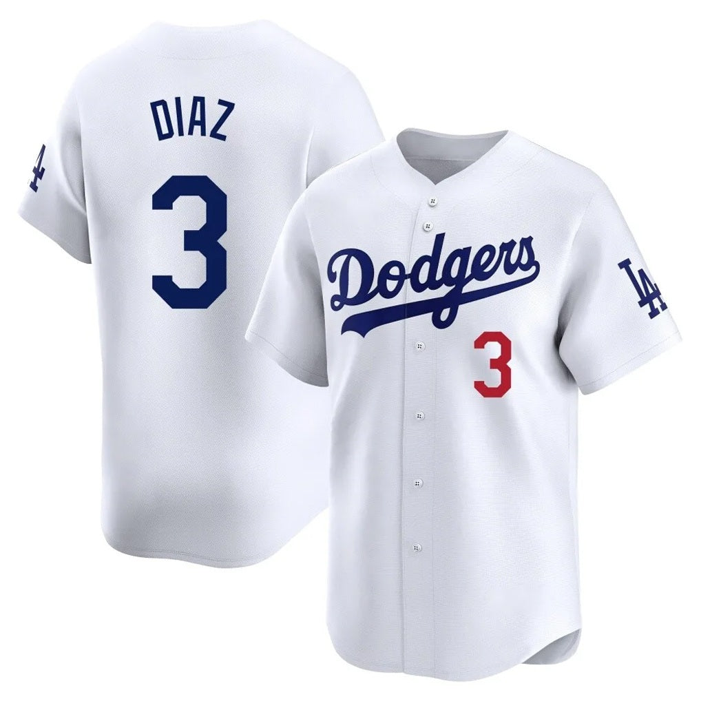 Los Angeles Dodgers #3 Edwin D¨ªaz Player White HeidiMiller Limited Home Stitched Jerseys