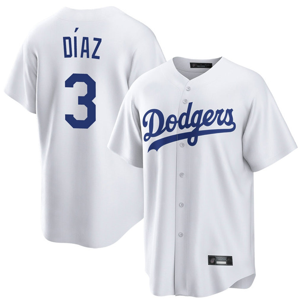 Los Angeles Dodgers #3 Edwin D¨ªaz Player White HeidiMiller Game Home Stitched Jerseys