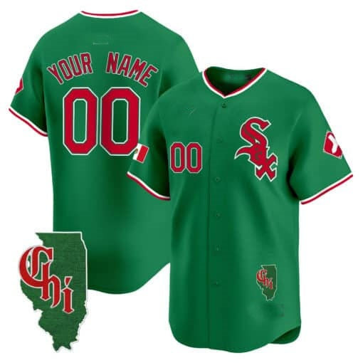 Custom Chicago White Sox Mexico Vapor Premier Limited Jersey ¨C Illinois Patch ¨C Green HeidiMiller