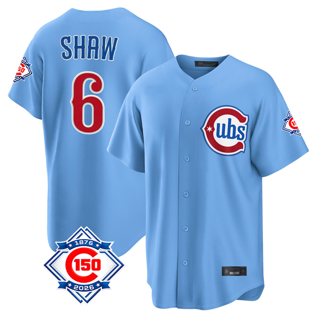 Chicago Cubs #6 Matt Shaw Player Light Blue HeidiMiller 150th Anniversary Home Game Stitched Jerseys